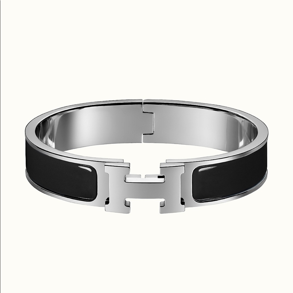 Hermès Clic Bracelet Black Enamel Silver Palladium